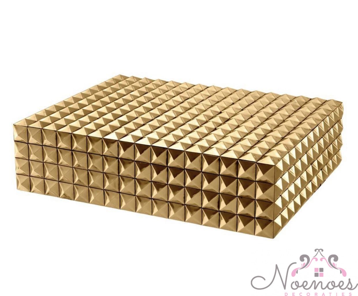 Bewaardoos goud XL met pyramide patroon 40x30x10 cm