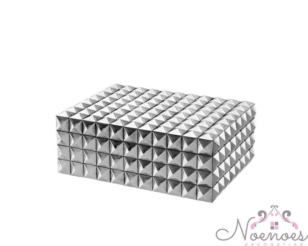 Eichholtz bewaardoos S zilver met pyramide reliëf 28x21x10 cm