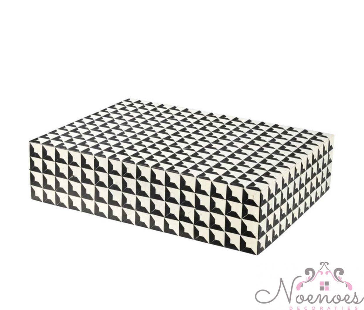 Bewaardoos zwart-wit geometrisch patroon XL 40x30x10 cm