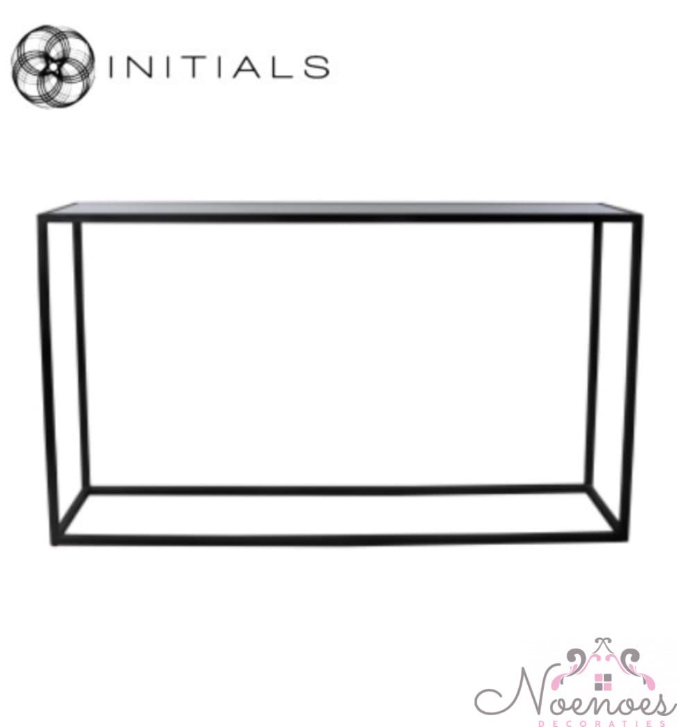 Side table Broadway smoke glass zwart metaal 140x32x80 cm