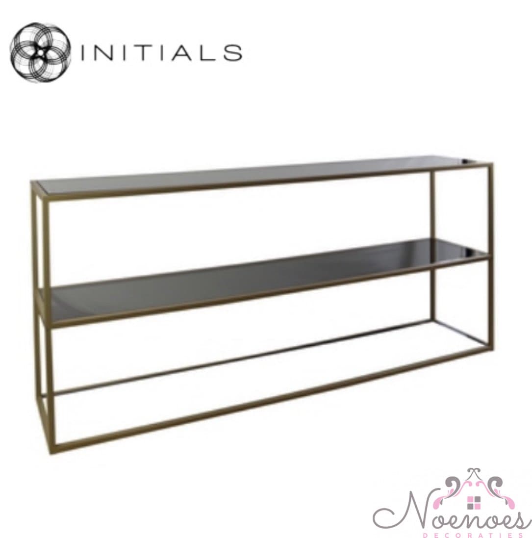Side table Broadway smoke glass goud metalen frame 180 cm