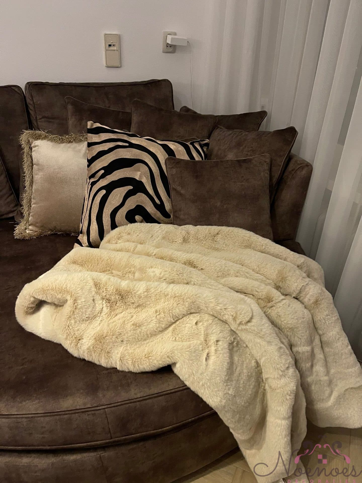 Plaid taupe faux fur 130x180 cm - zachte woondeken