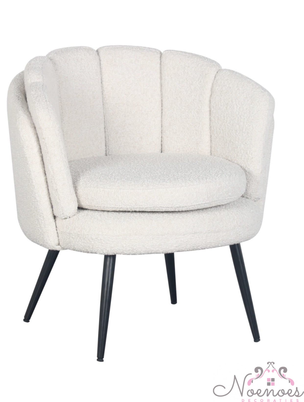 Fauteuil Valencia bouclé beige 77x73x79 cm met metalen poten