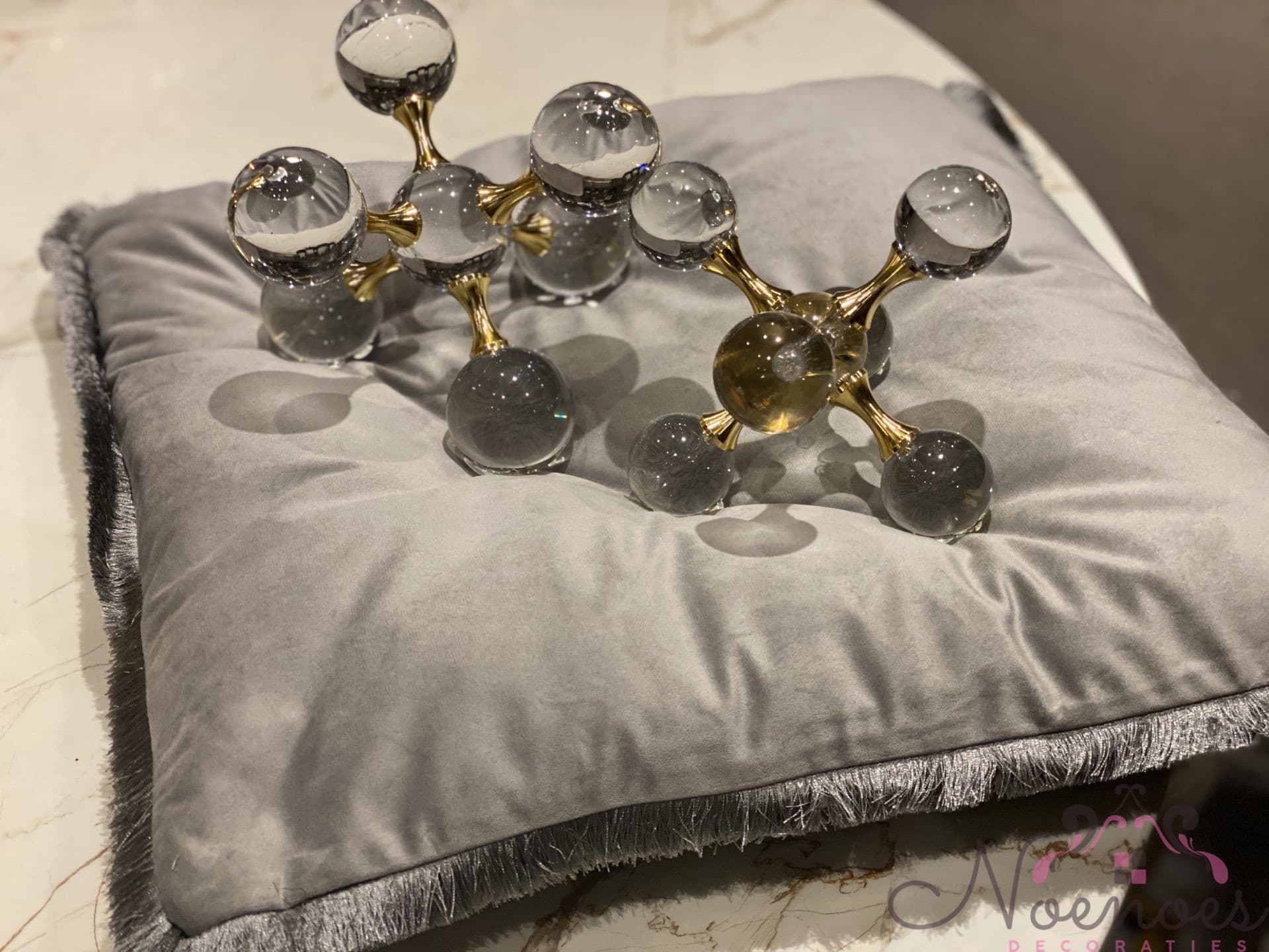 Kristallen decoratie set van 2 met gouden verbindingen