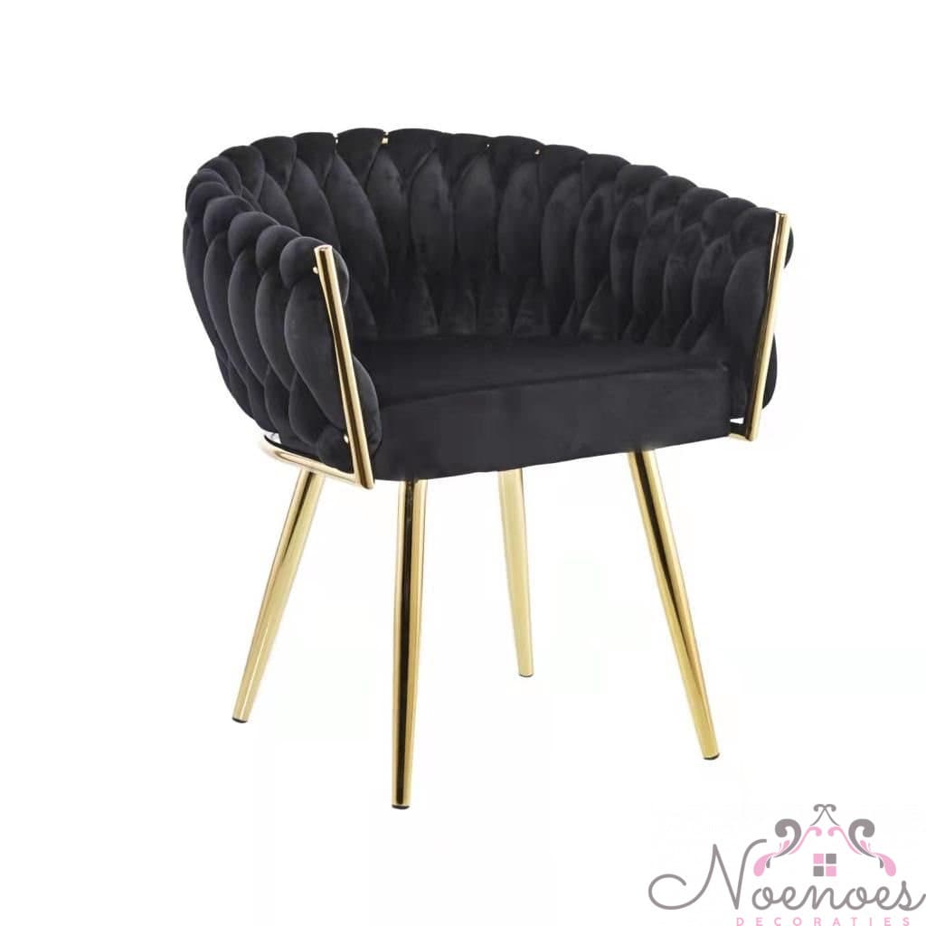 Wave stoel zwart velvet met gouden poten - set van 2
