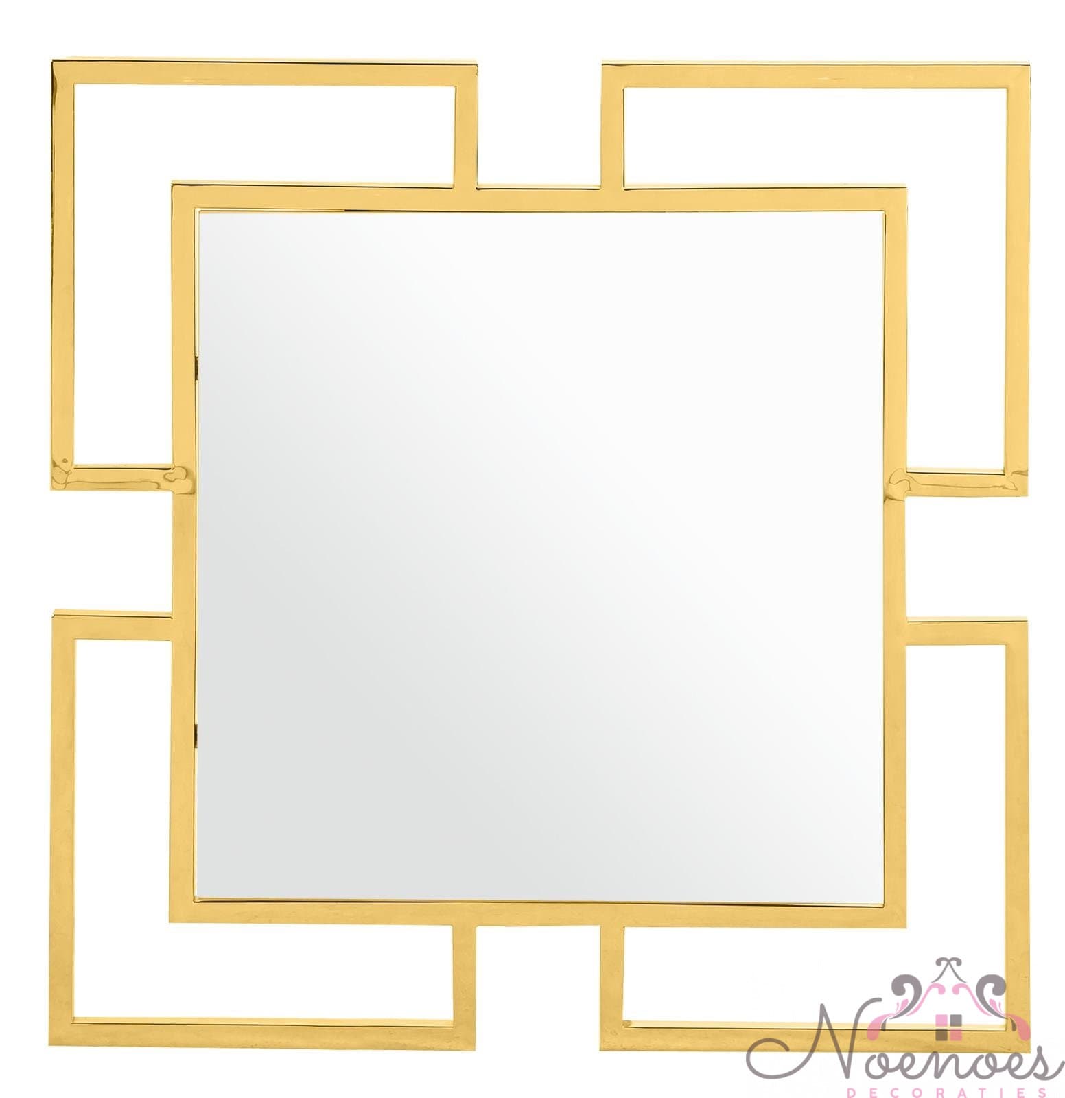 Wandspiegel goud of zilver met geometrisch frame 85x85 cm