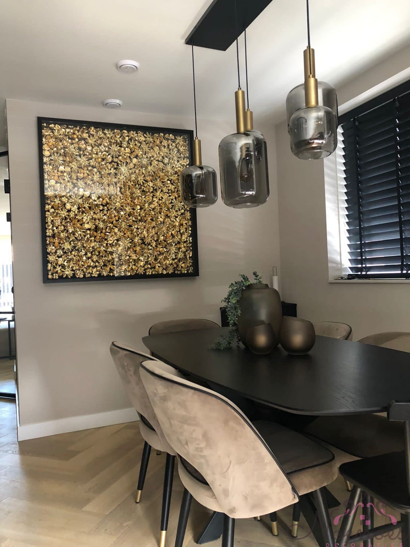 3D schilderij gouden bloemen 120×120 cm wanddecoratie