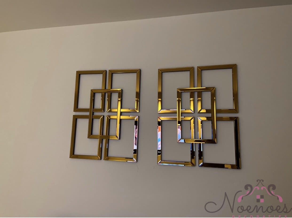 Wanddecoratie spiegel sepia 60×80 cm geometrisch goud
