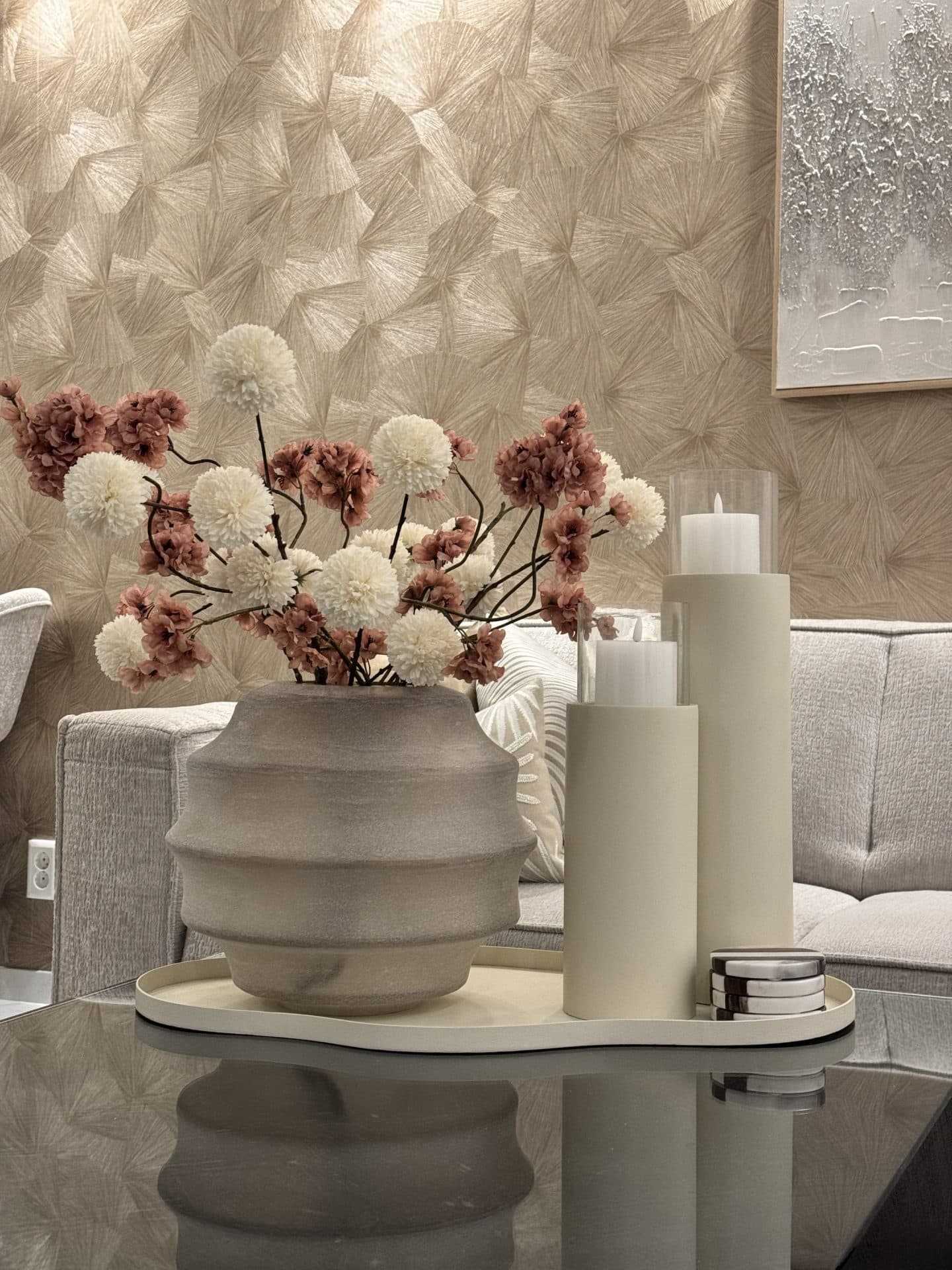 Vaas light brown L, losse vaas zonder zijdebloemen (32,5 cm)