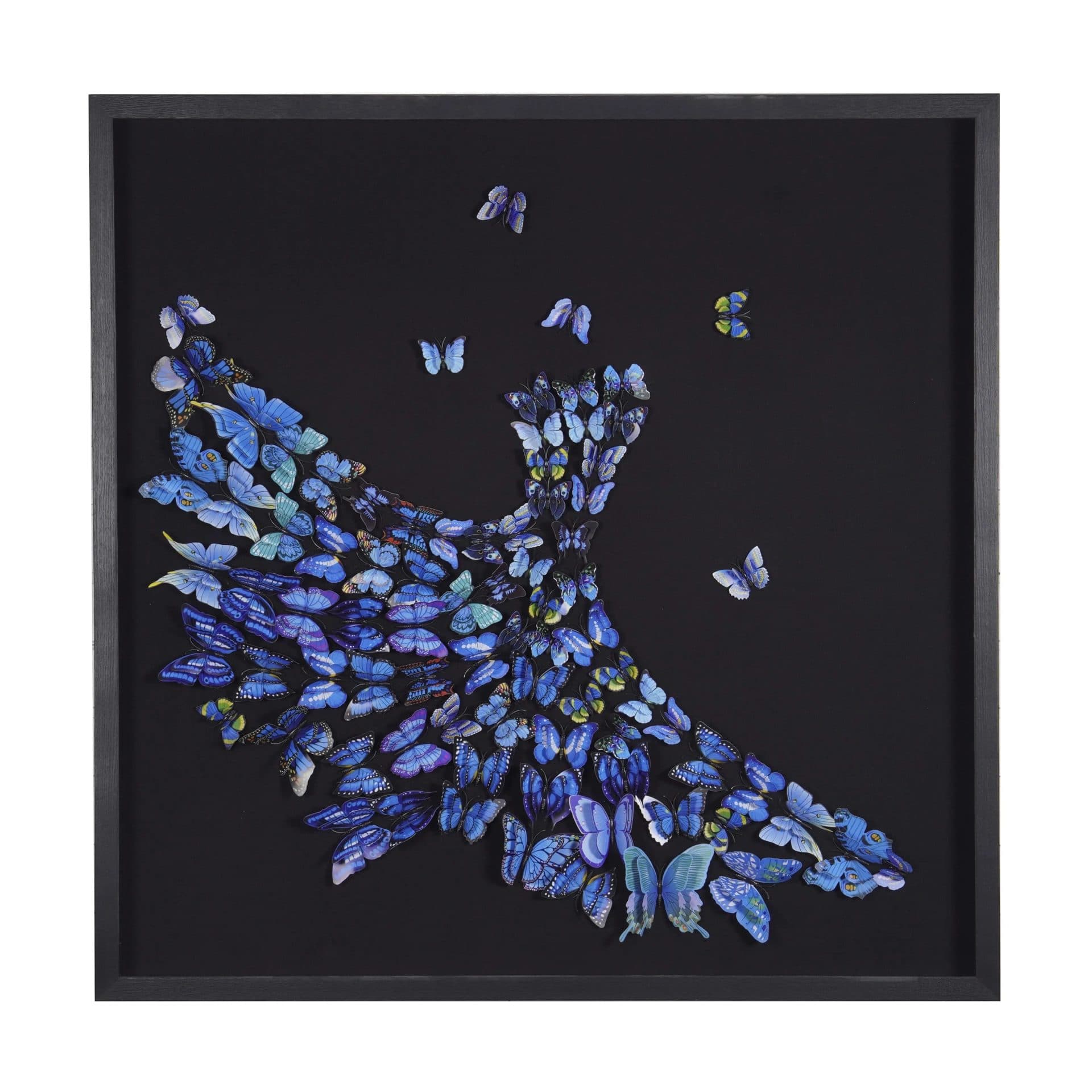 3D vlinder wanddecoratie ballerina blauw 100x100 cm