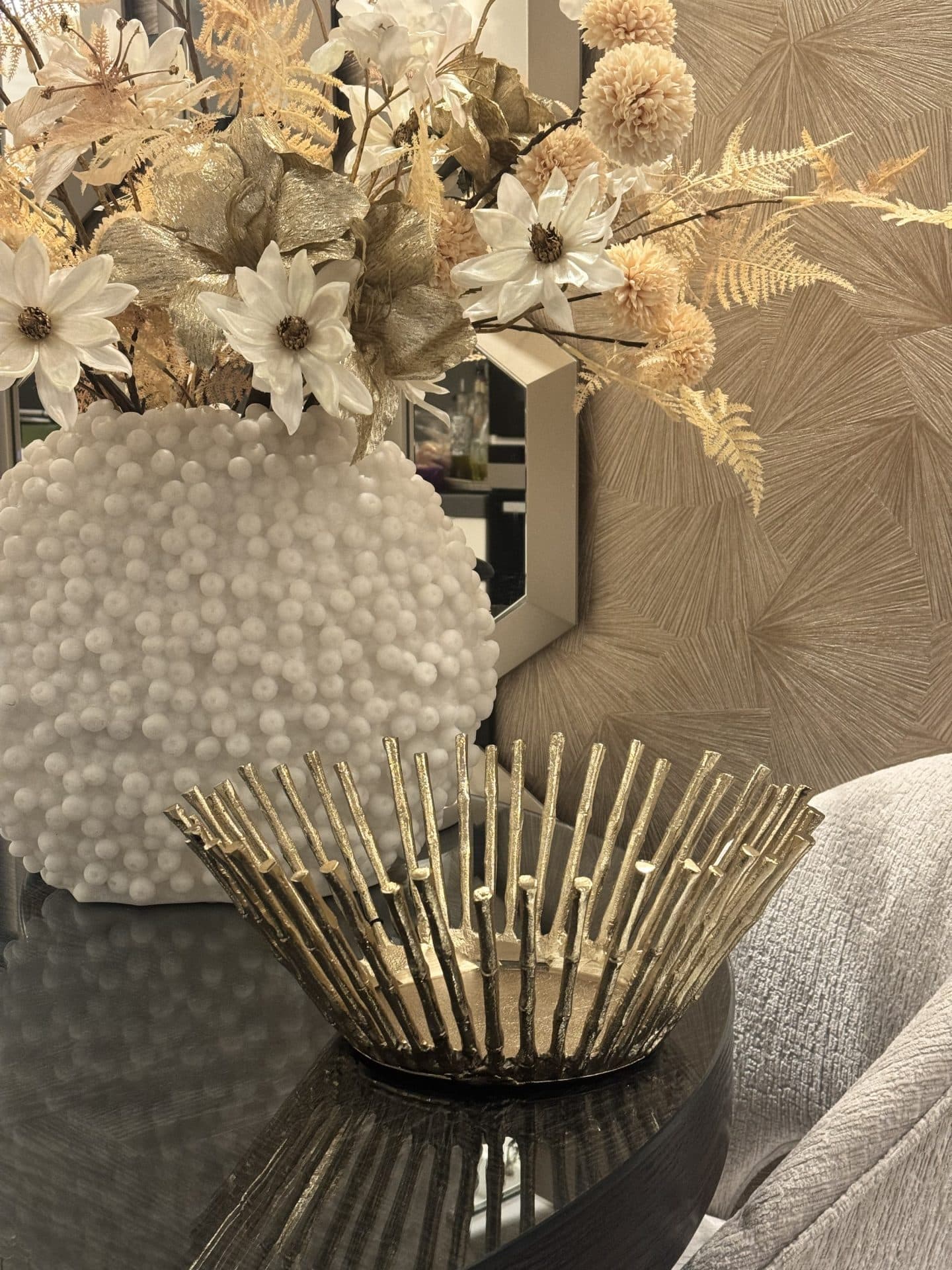 Fruitschaal goud met takjes design 38,5 cm