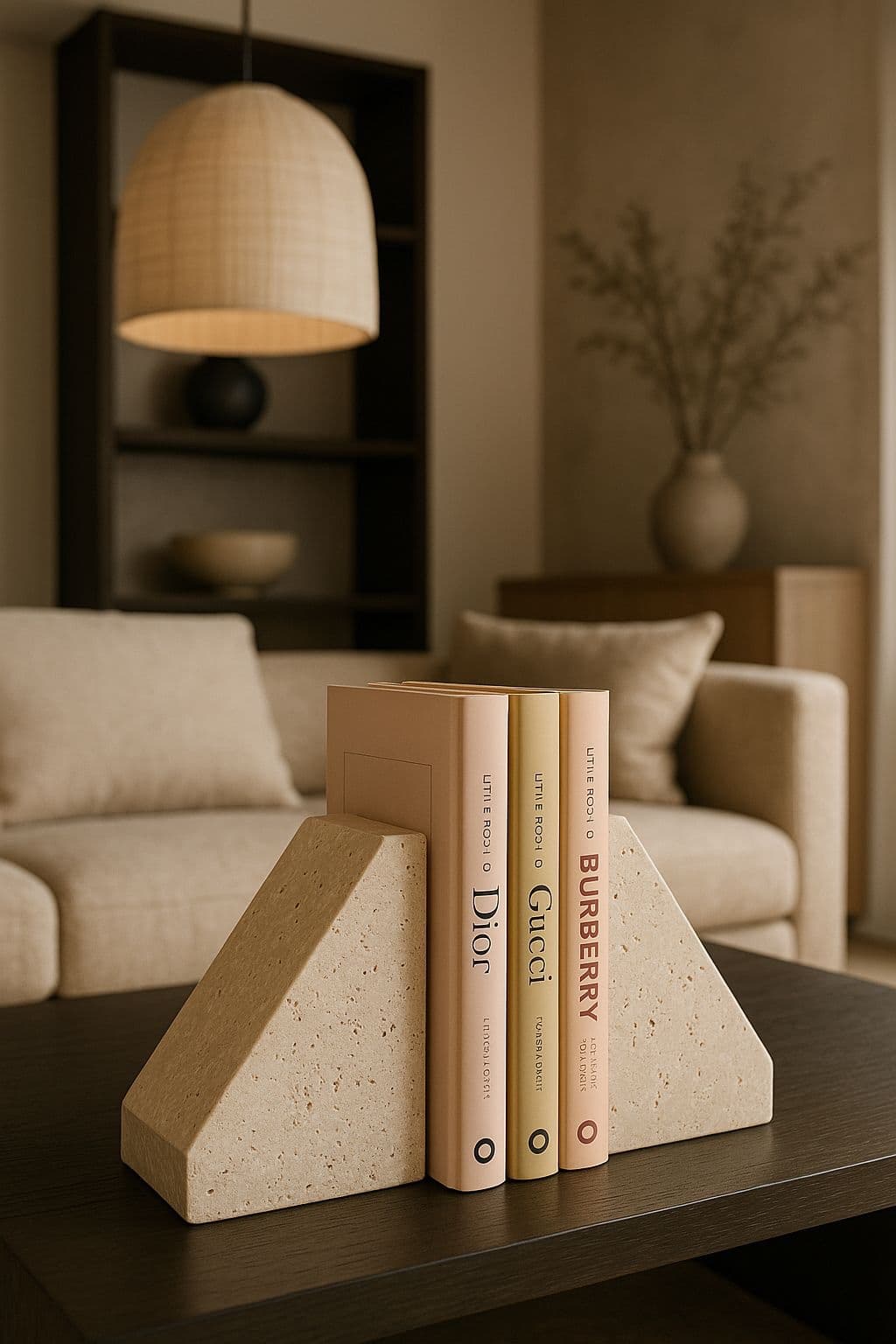 Boekenstandaard travertine set van 2 stuks 18x5x12,5 cm