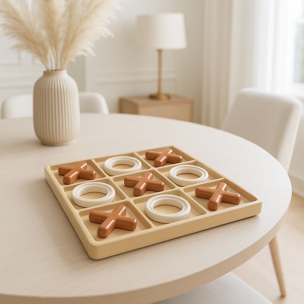 Boter kaas en eieren spel taupe/beige 30x30 cm