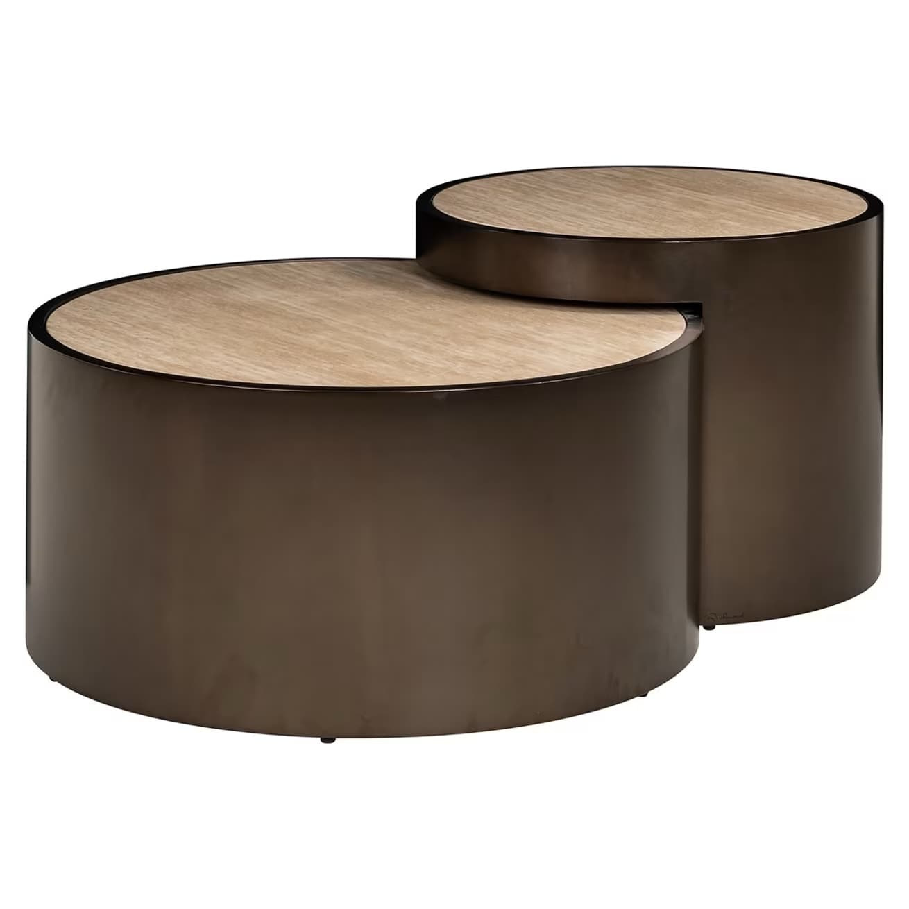 Salontafel Ronson set van 2 rond travertinlook 80 en 119 cm