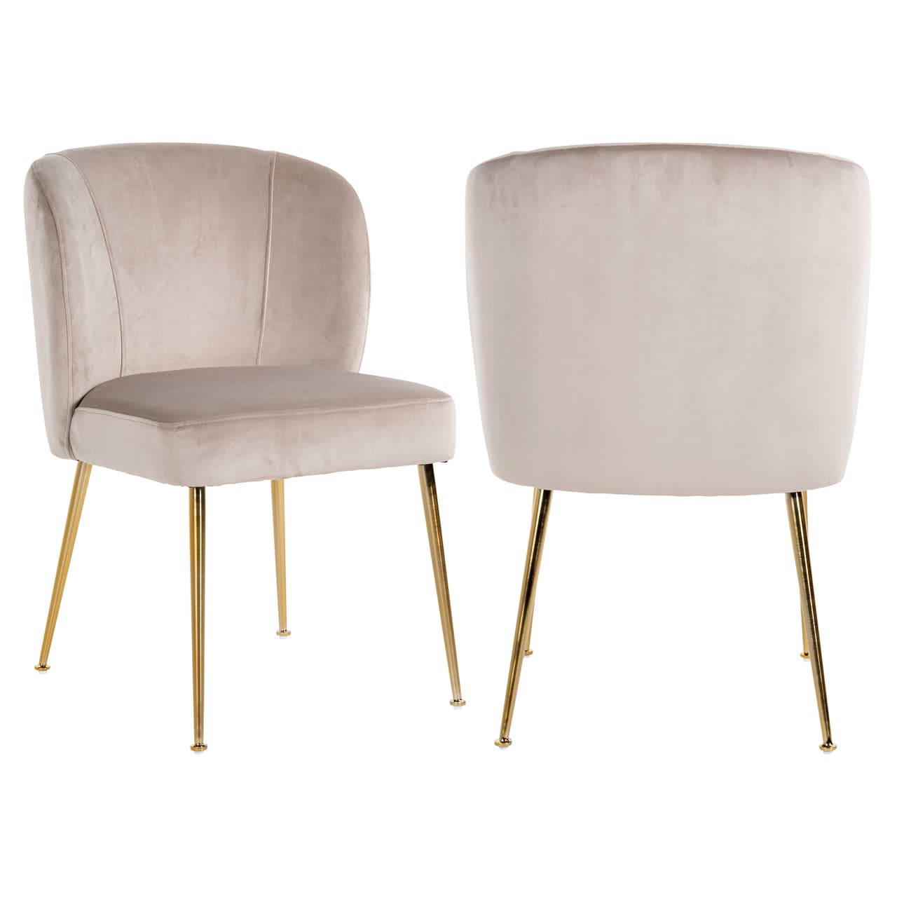 Eetkamerstoel Cannon khaki velvet met gouden poten 84 cm