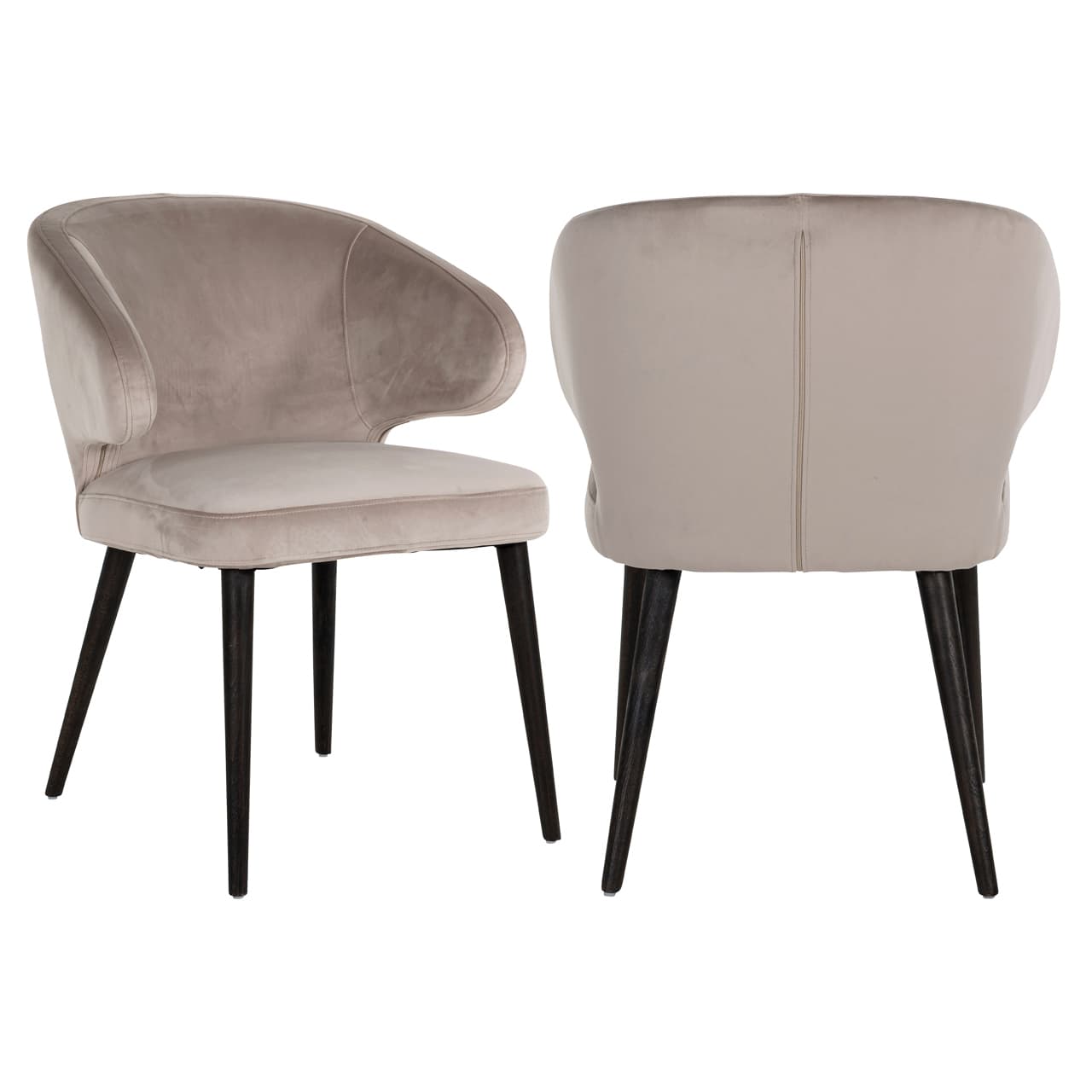 Eetkamerstoel Indigo khaki velvet met zwarte poten 85 cm