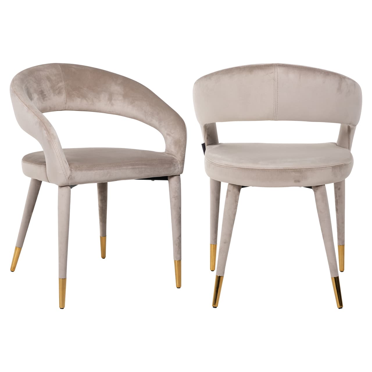 Eetkamerstoel Gia khaki velvet met gouden poten 81 cm
