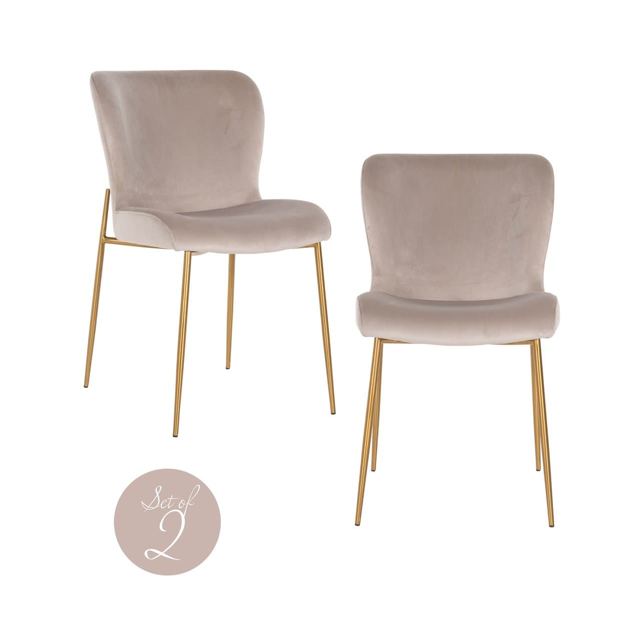 Eetkamerstoel Odessa khaki velvet set van 2, brandvertragend
