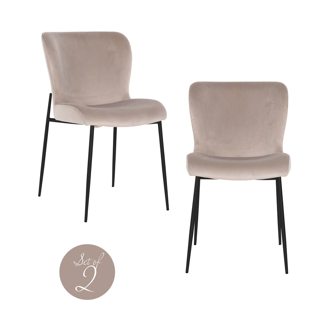 Eetkamerstoel Darby khaki velvet set van 2 - fire retardant