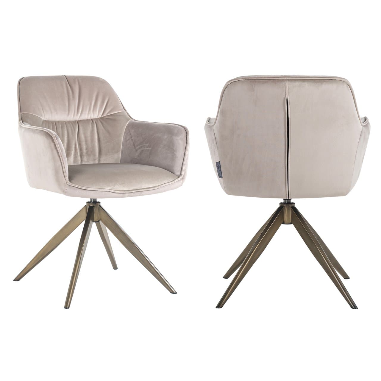 Eetkamerstoel Aline khaki velvet met swivel voet 82 cm