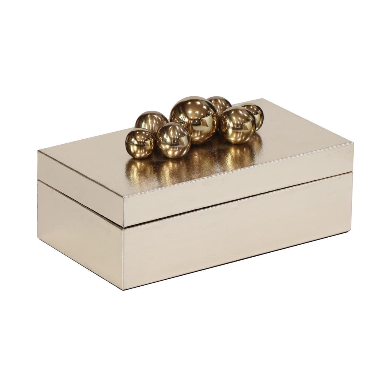 Opbergdoos Norah goud met bollen deksel 23x12 cm