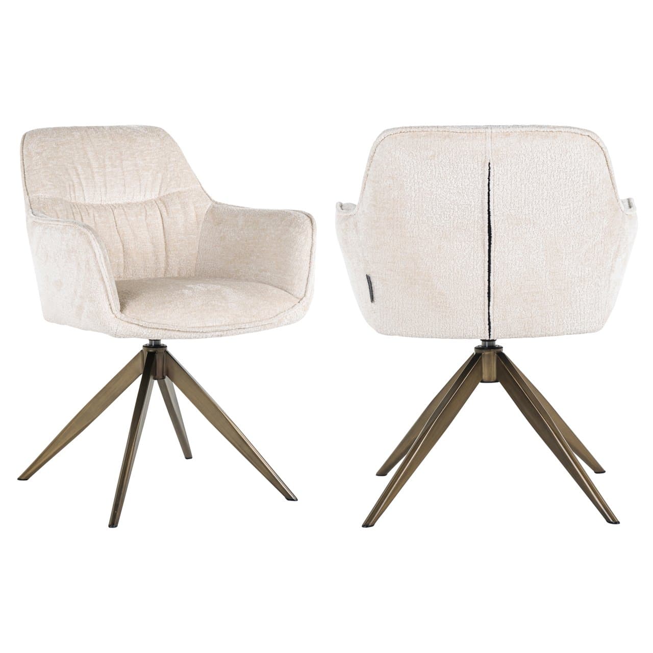 Eetkamerstoel Aline white chenille draaibaar 82 cm