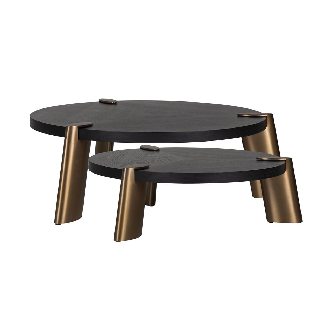 Salontafel Brody set van 2 rond charcoal met gouden poten