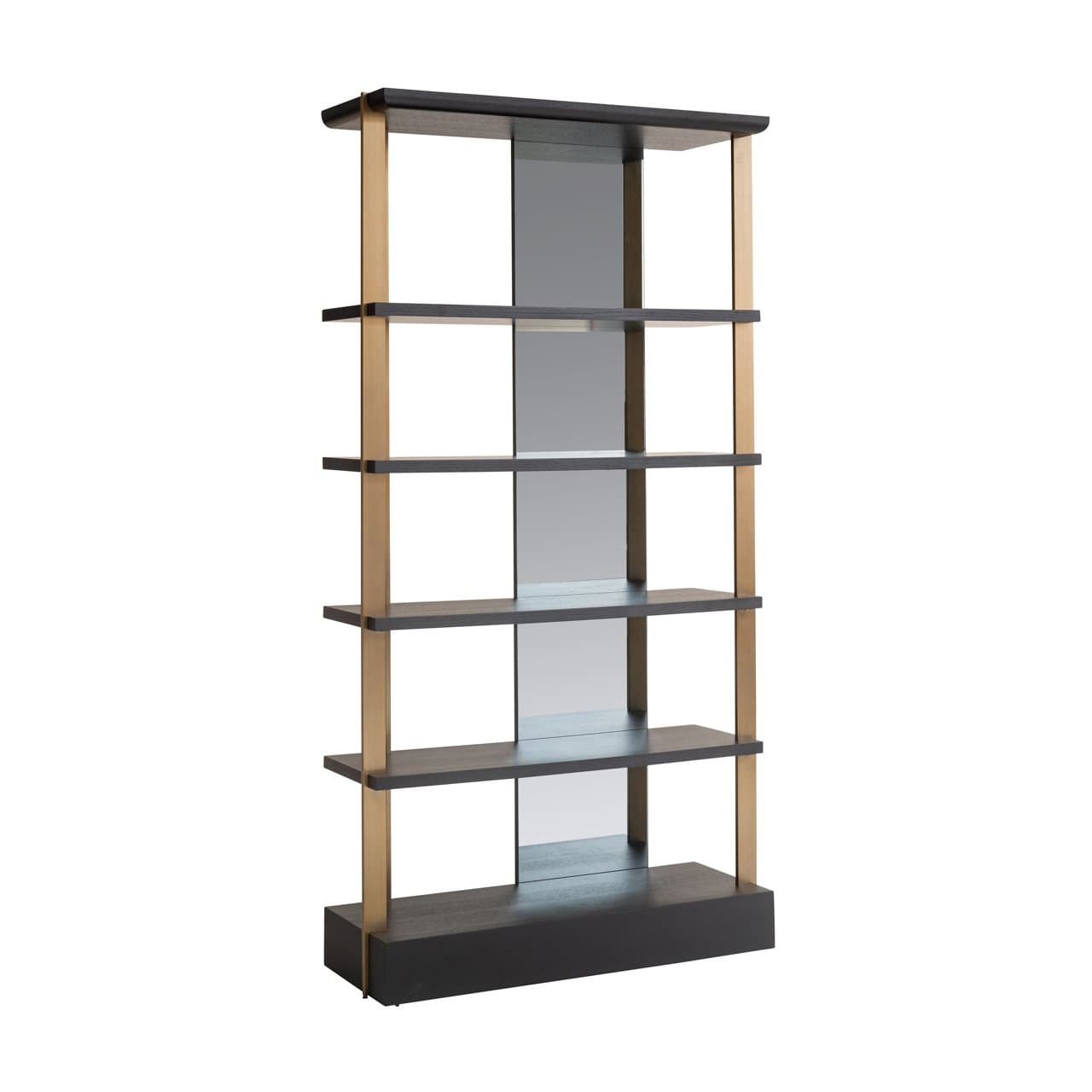 Wandkast Rigley charcoal met spiegel en geborsteld goud 218 cm