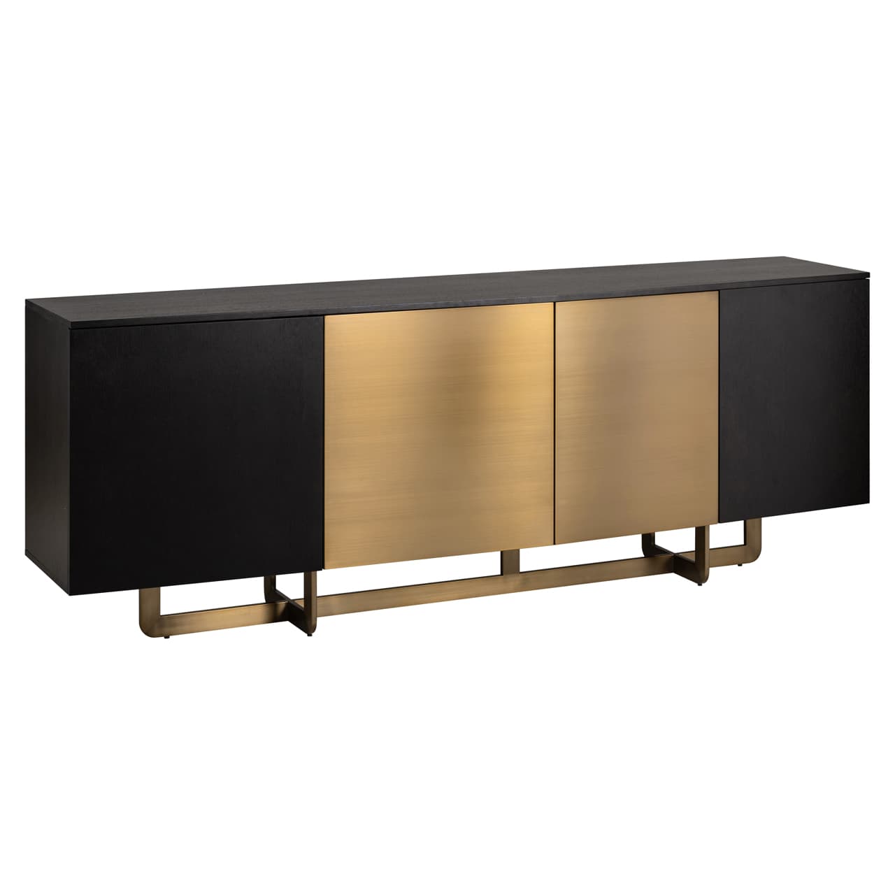 Dressoir Dax charcoal eiken fineer met geborsteld gouden deuren 220 cm