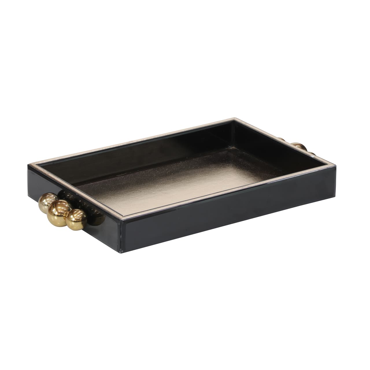 Dienblad Liv zwart met gouden handvatten 39 cm