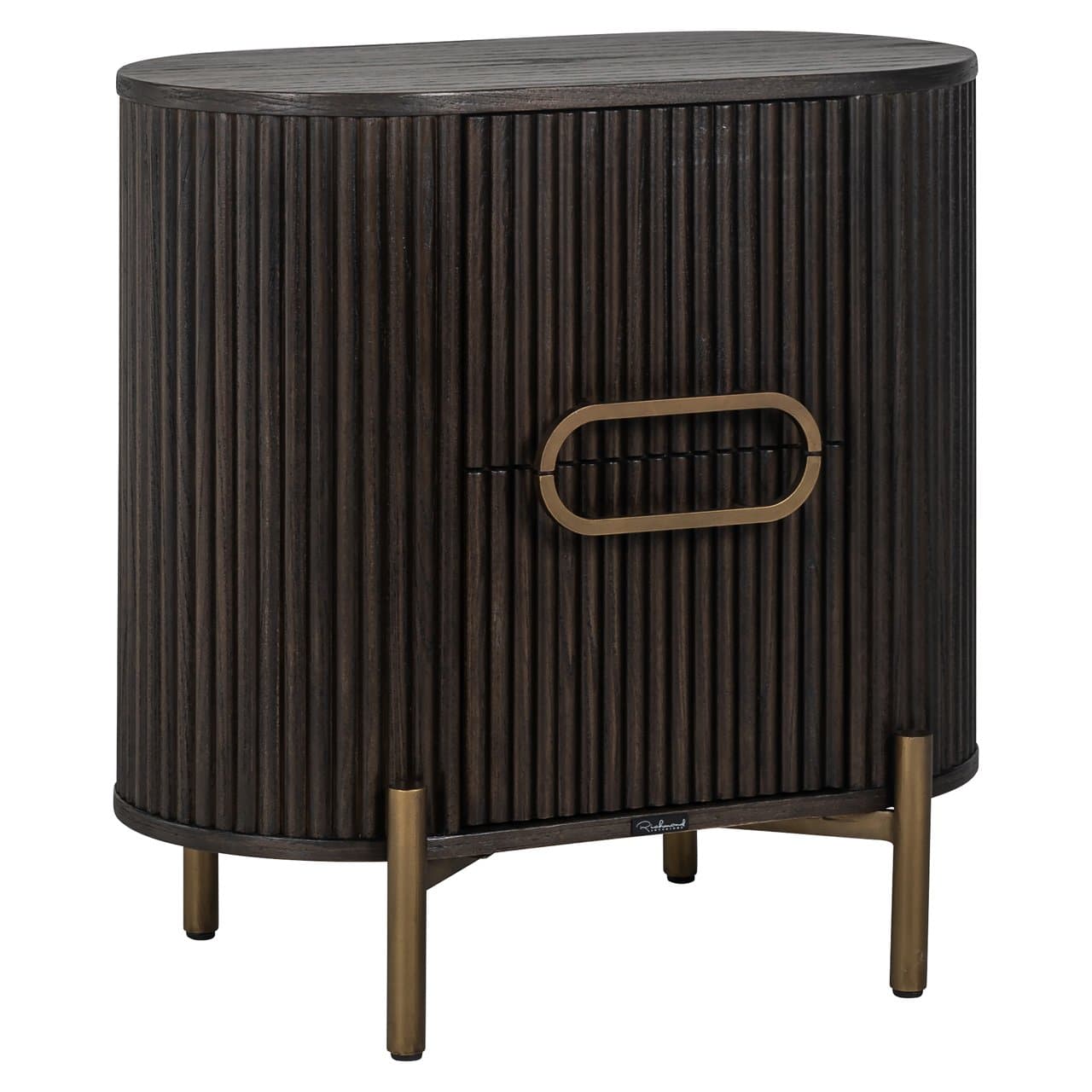 Nachtkastje Luxor brown eiken met gouden details 60x60 cm