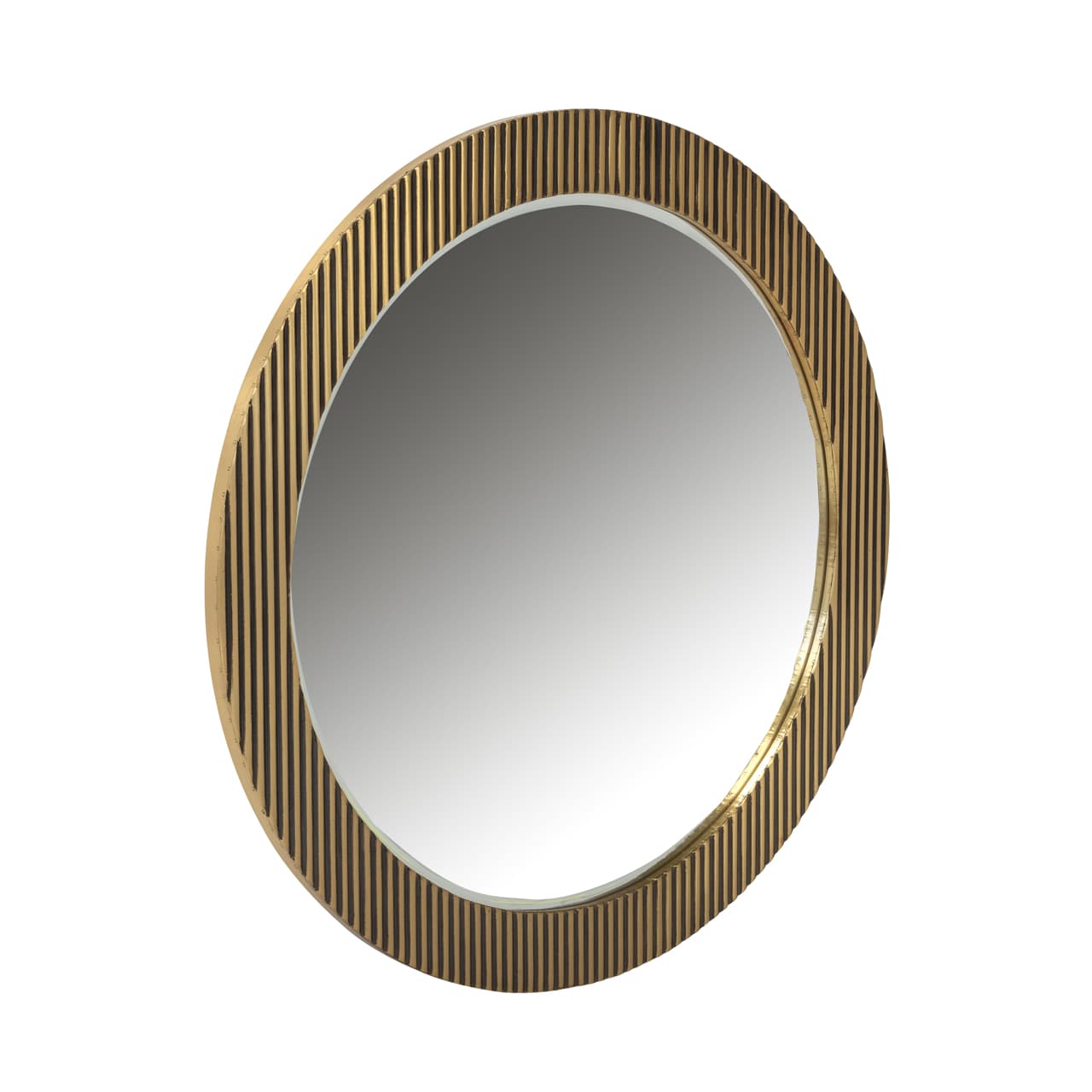 Ronde wandspiegel goud met geribbelde lijst 86 cm - Ironville