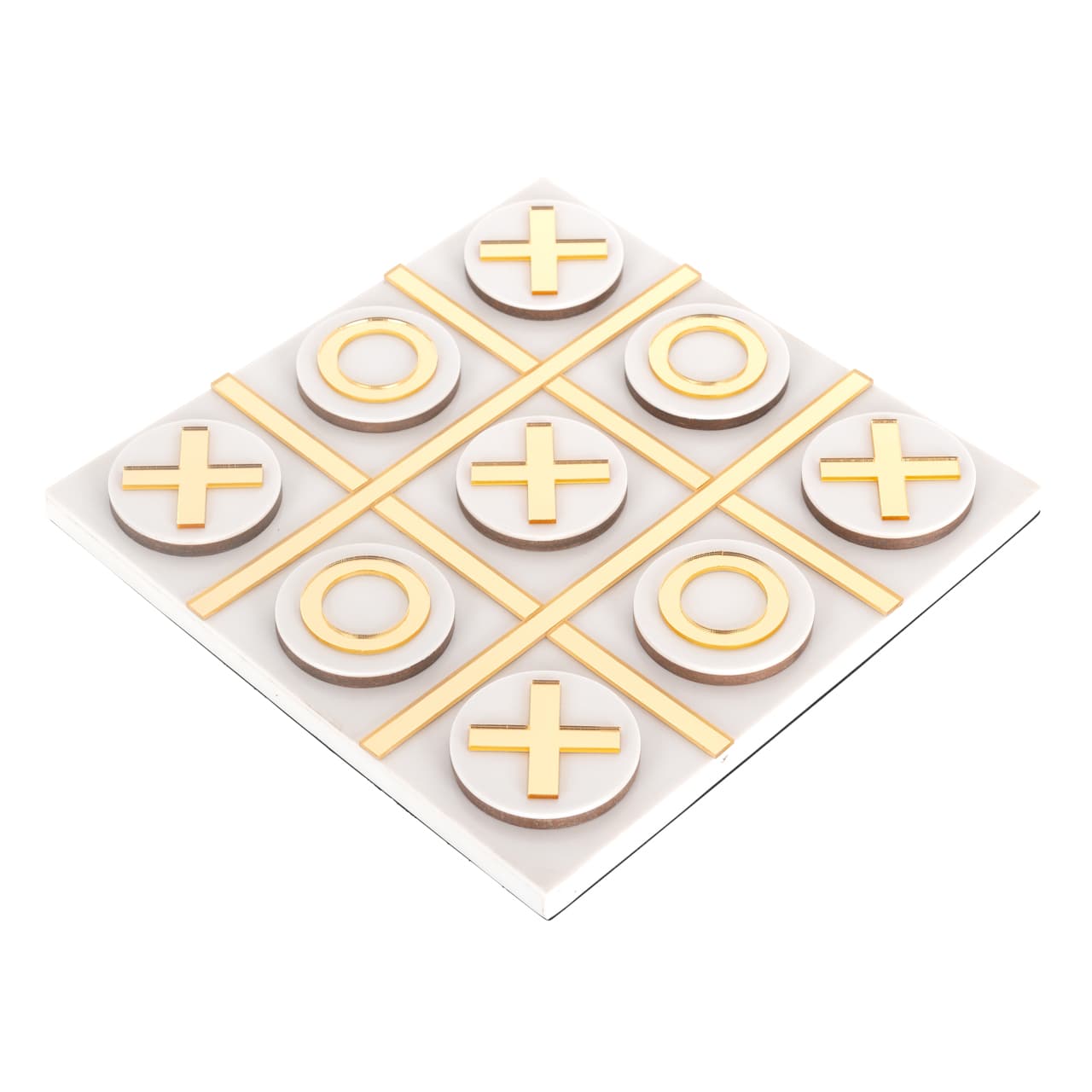 Boter kaas en eieren spel wit met gouden accenten - MDF en resin