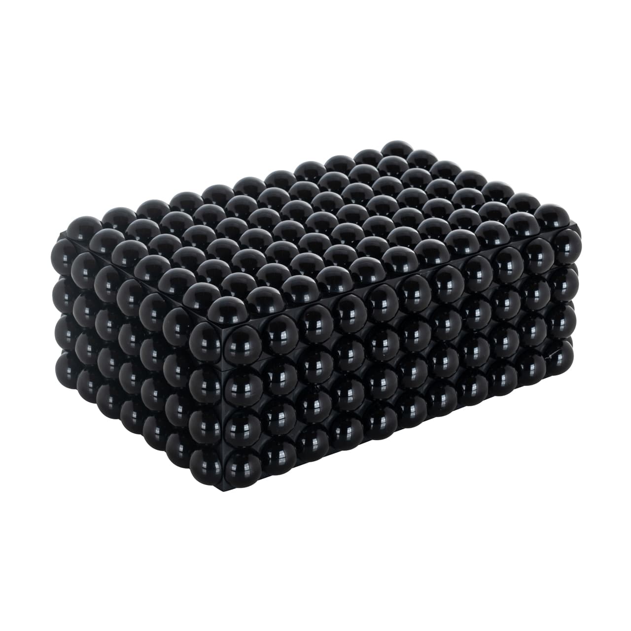 Opbergdoos Batool zwart met bollenpatroon 33x13 cm