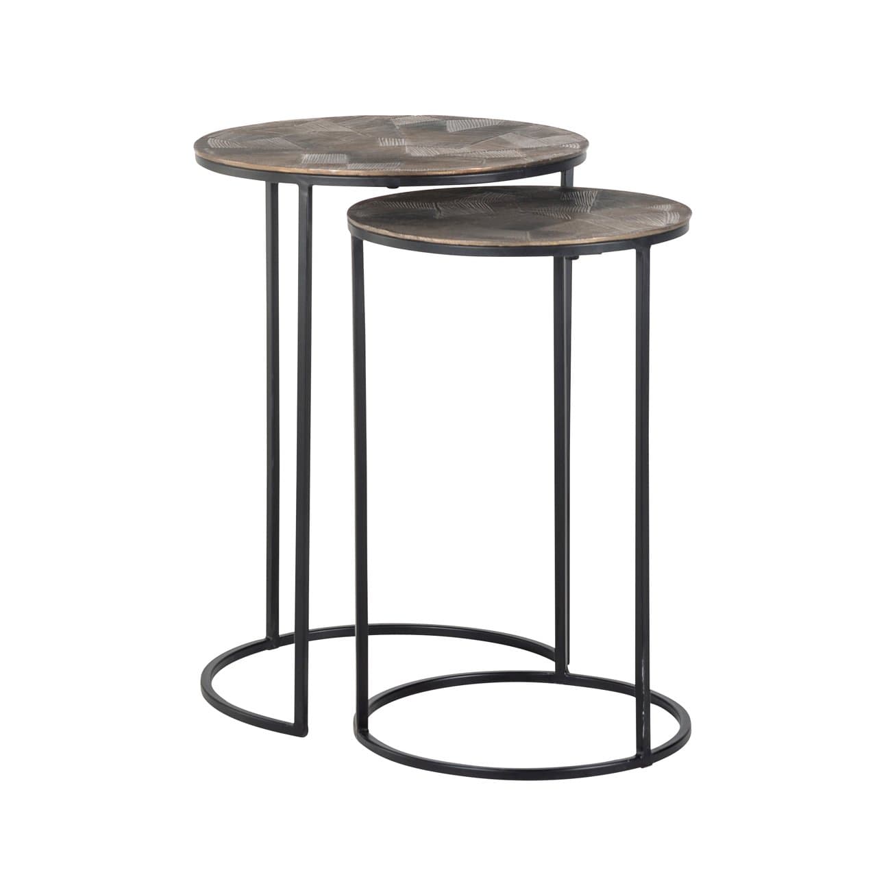 Bijzettafel Tulum set van 2 aluminium brushed gold