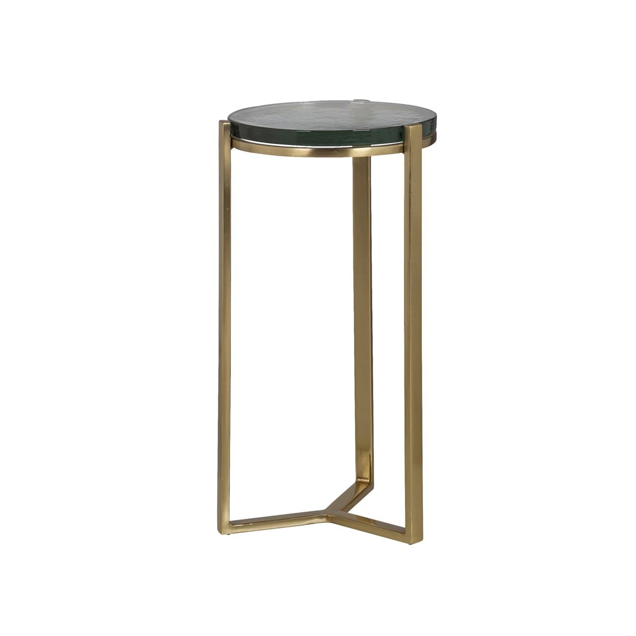 Bijzettafel Aubrey rond glas en goud ijzer Ø29 x H53 cm