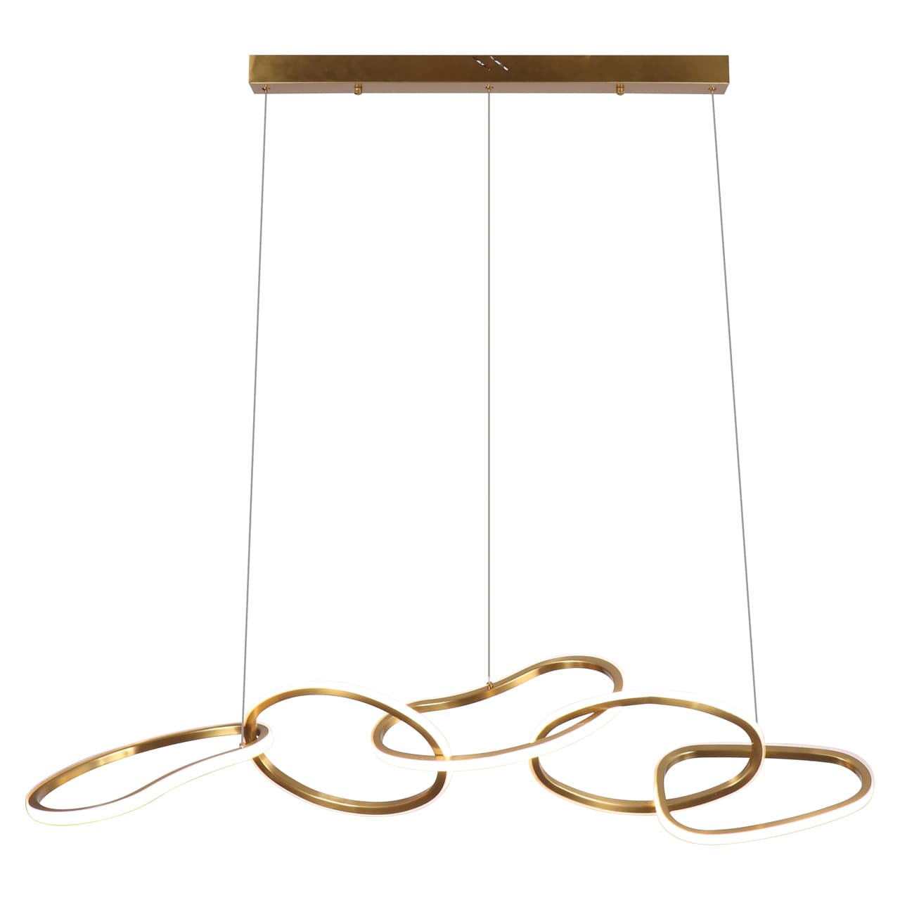 Hanglamp Flyn brushed gold met LED-ringen 125 cm