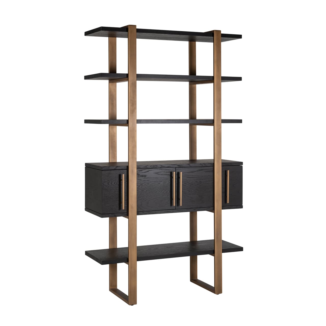 Wandkast Cambon dark coffee met open planken en kastruimte