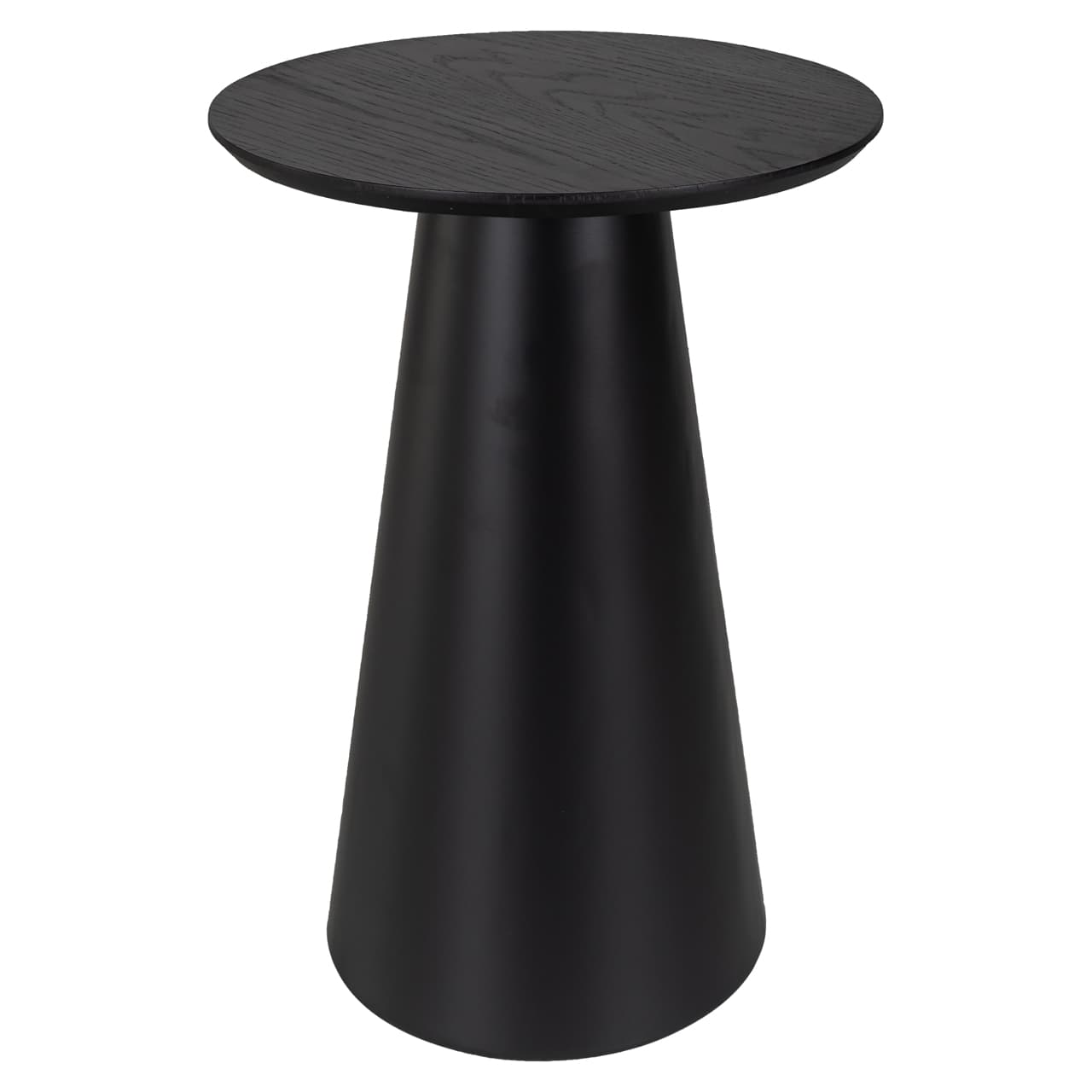 Bijzettafel Jazz zwart rond - MDF, eiken fineer en ijzer, 40x60 cm