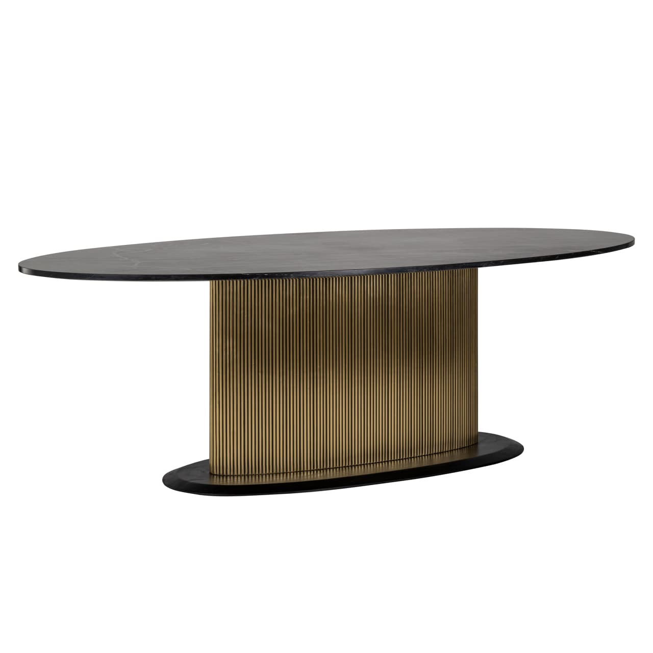 Eettafel Ironville ovaal zwart marmer goudkleurig onderstel 235 cm