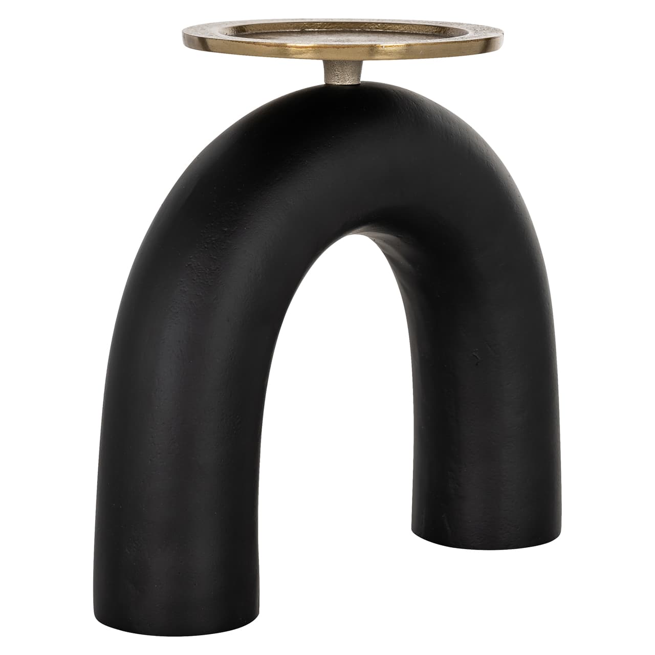 Kandelaar Livi zwart/goud aluminium boogvorm 23,5 cm