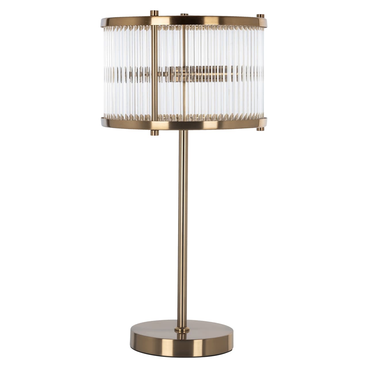 Tafellamp Loiza brushed gold met glazen staafkap 64 cm