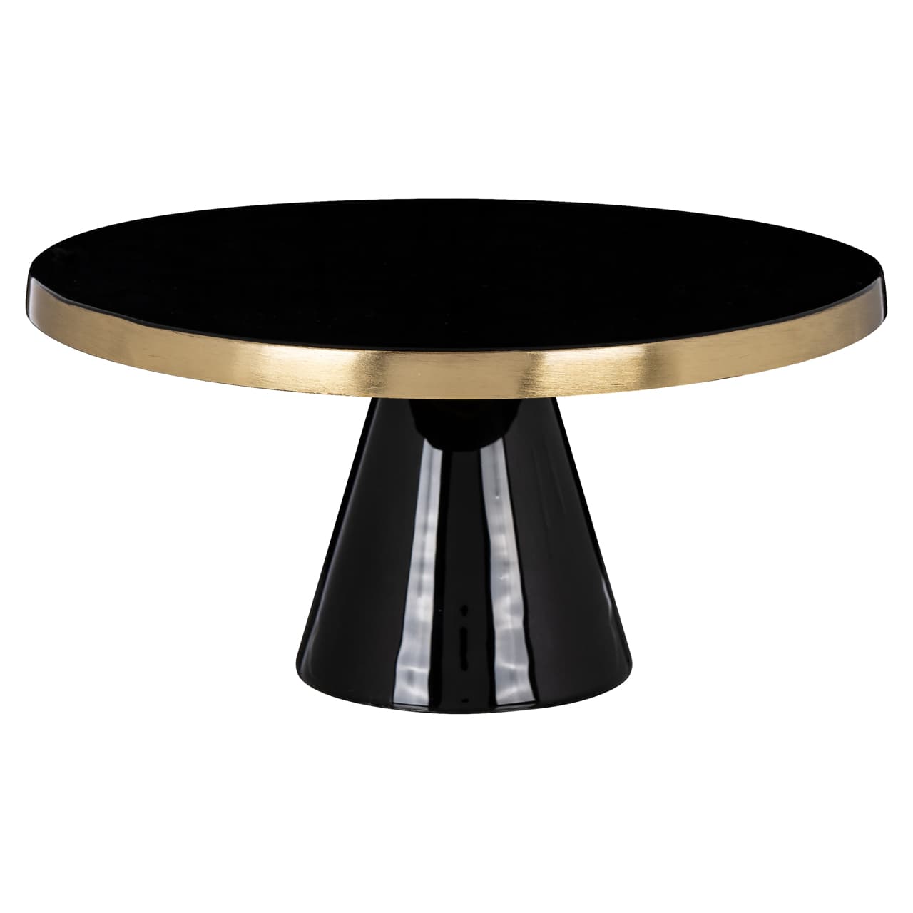 Taartplateau Elena zwart/goud ijzer met emaille 30 cm