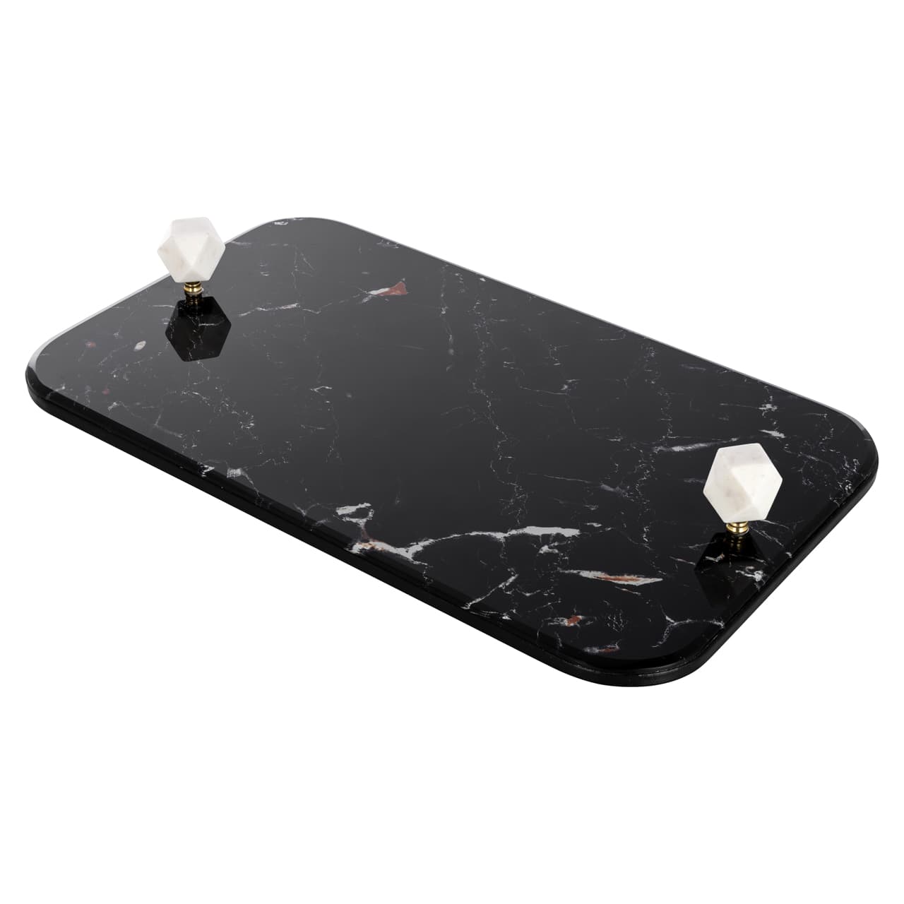 Dienblad Yaya black marmer look glas 43x6 cm