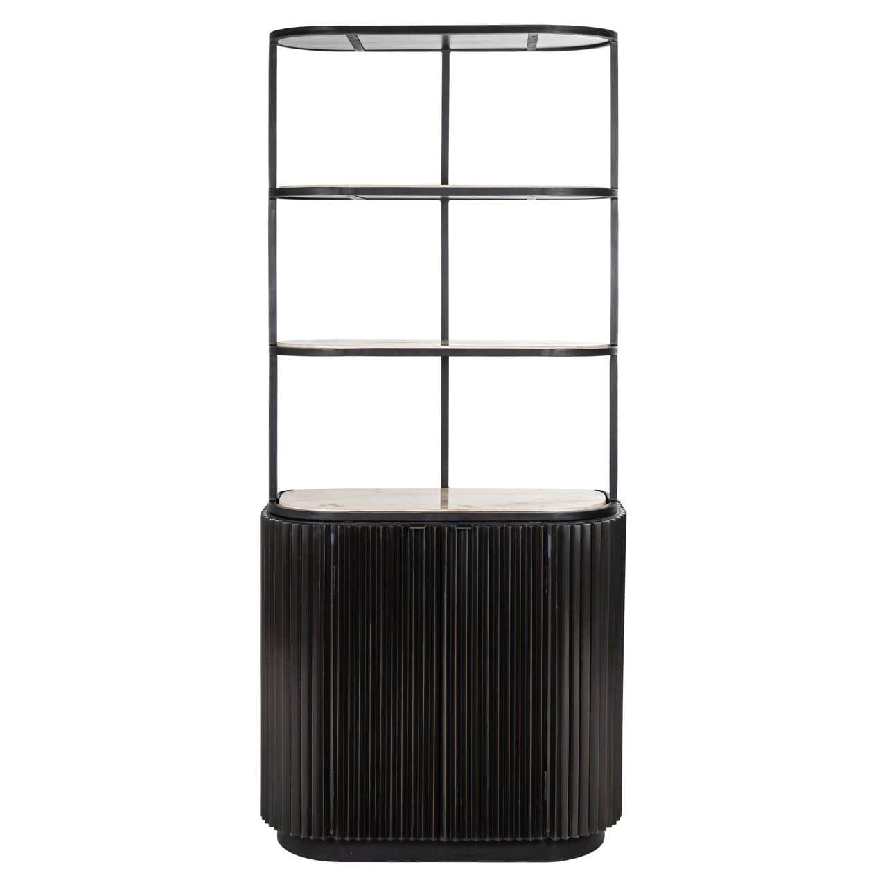Opbergkast Hampton dark brown met open rekdeel 199 cm