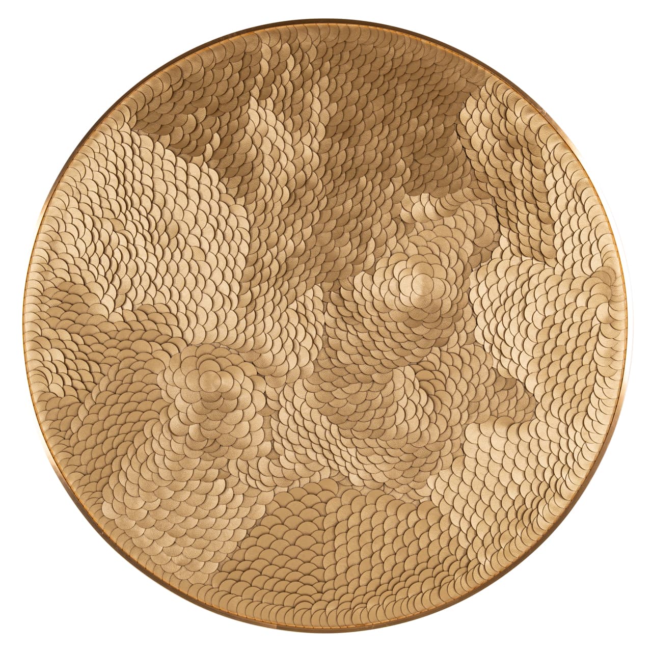 Wall art Bloom gold rond 110 cm met schubben reliëf