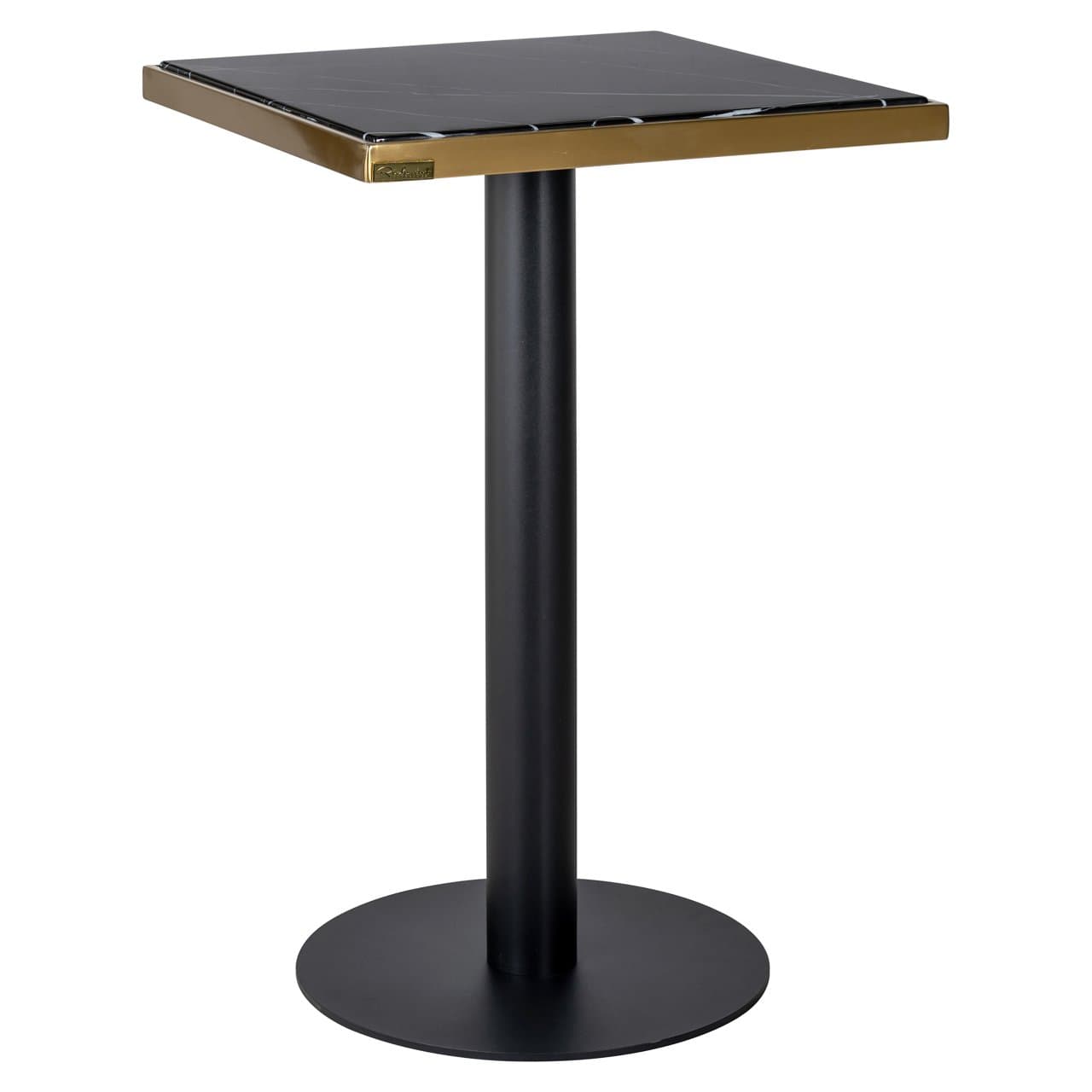 Bistrotafel Zenza zwart goud 50x50 cm met faux marmer blad
