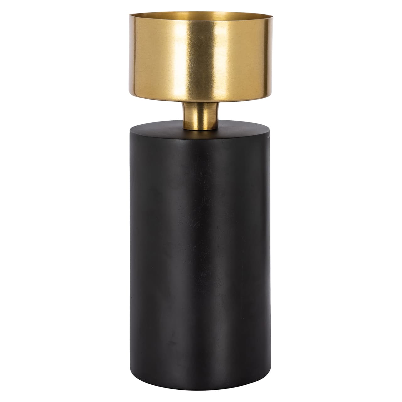 Kandelaar Tess small zwart-goud 32,5 cm hout en ijzer