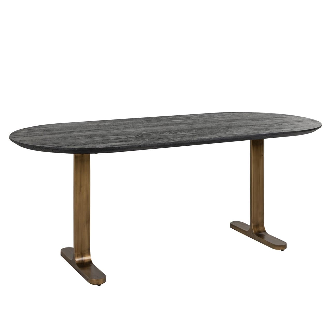 Eettafel Revelin mangohout zwart/goud ovaal 200 cm
