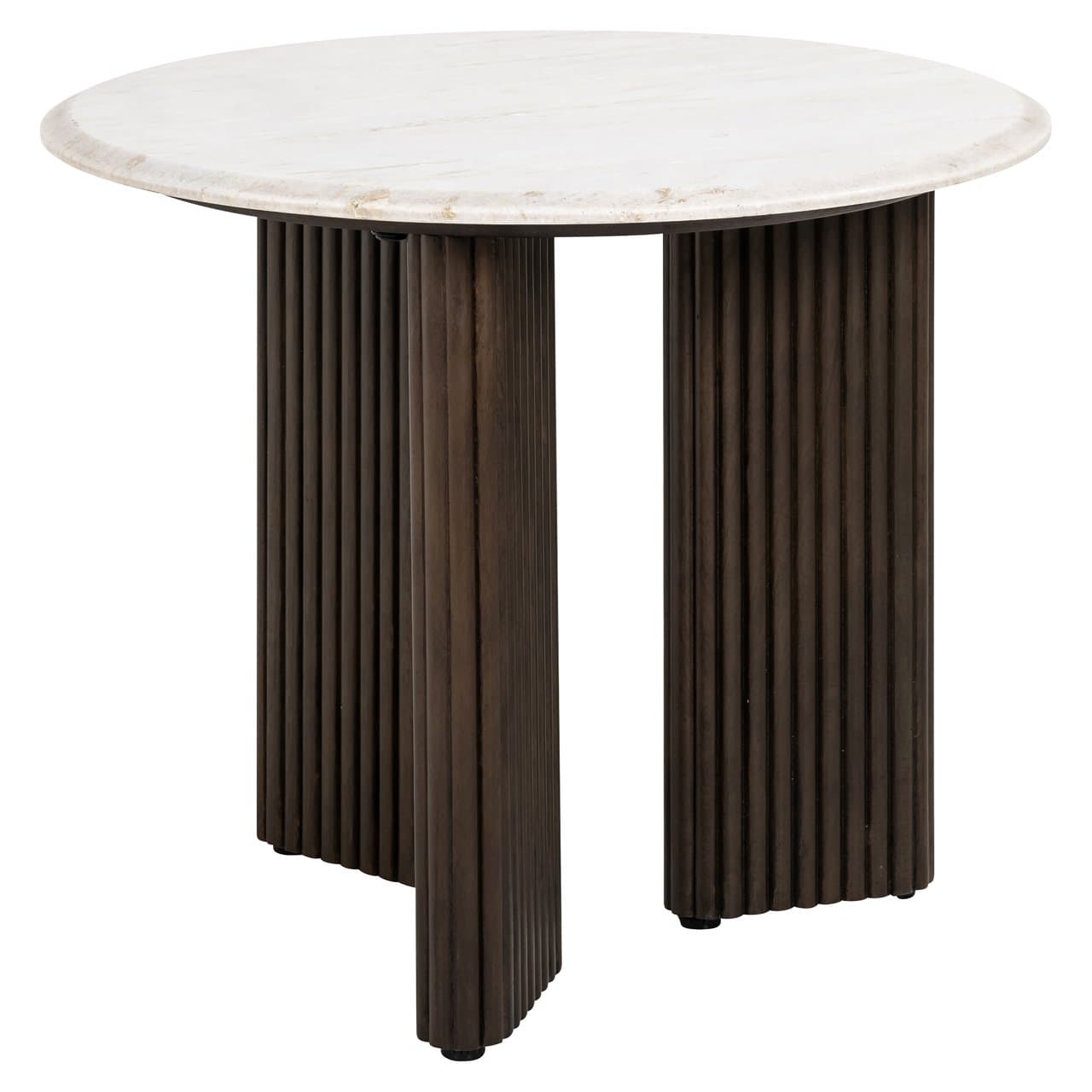 Bijzettafel Mayfield rond marmer en mangohout bruin 55 cm